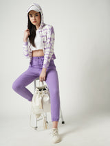 Women Lilac High Rise Denim Jogger