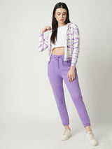 Women Lilac High Rise Denim Jogger