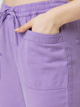 Women Lilac High Rise Denim Jogger