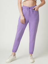 Women Lilac High Rise Denim Jogger