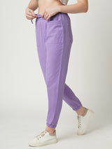 Women Lilac High Rise Denim Jogger