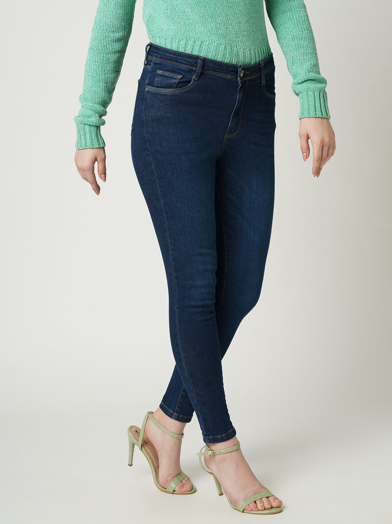 Women Blue K4014 High Rise Skinny Jeans
