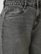 Women Grey K6003 High Rise Loose Straight