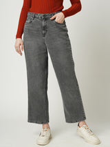 Women Grey K6003 High Rise Loose Straight