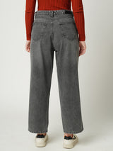 Women Grey K6003 High Rise Loose Straight