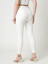 Women White K4014 High Rise Skinny Jeans