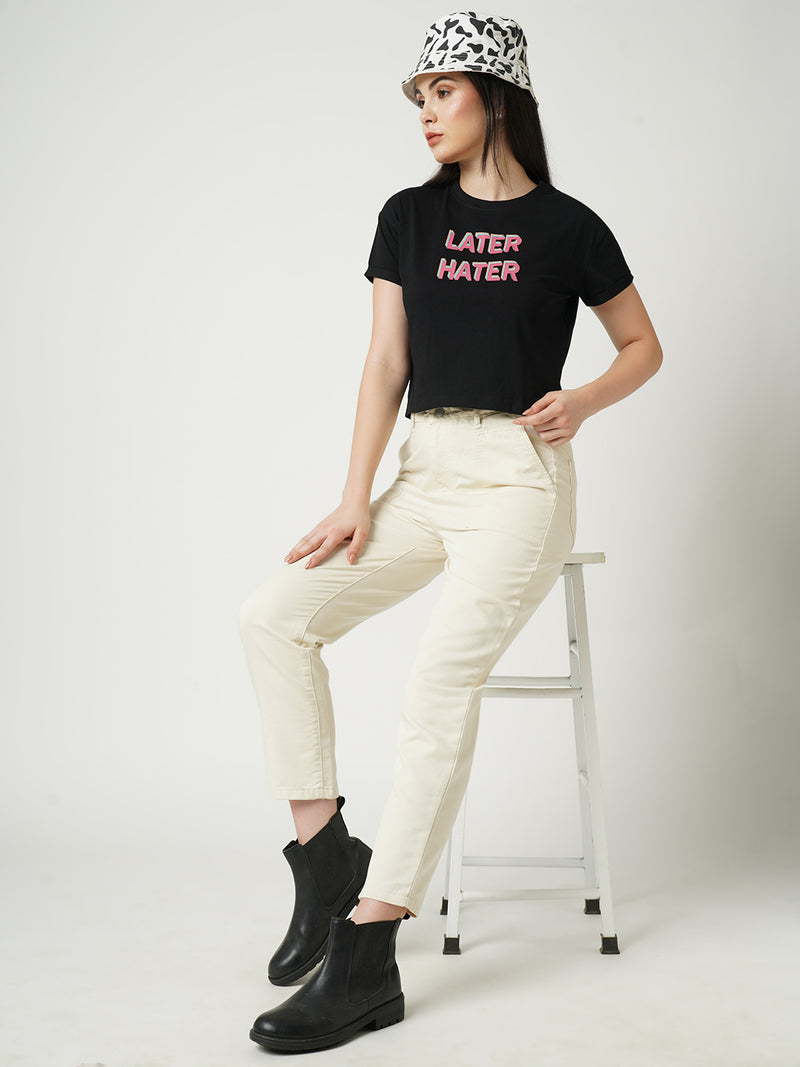 Women White High Rise Baggy Fit Jeans