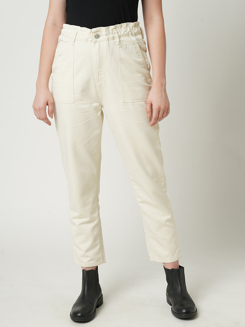 Women White High Rise Baggy Fit Jeans