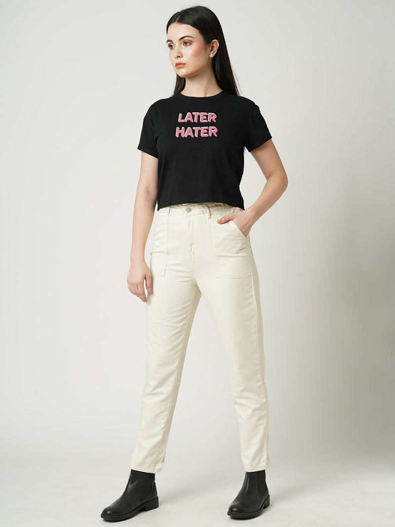 Women White High Rise Baggy Fit Jeans
