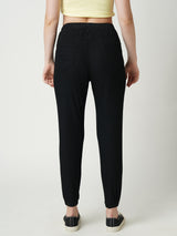 Women Black High Rise Denim Jogger