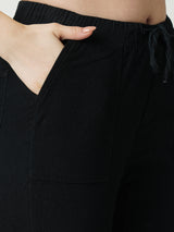 Women Black High Rise Denim Jogger
