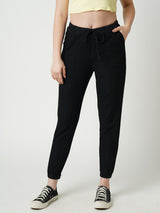 Women Black High Rise Denim Jogger