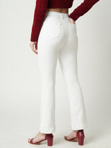 Women White K5094 High Rise Mini Flare Jeans