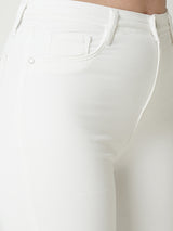 Women White K5094 High Rise Mini Flare Jeans
