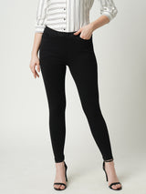 Women Black K4005 High Rise Skinny Tregging