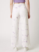Women Lilac Tie & Dye K5031 High Rise Wide Leg Jeans