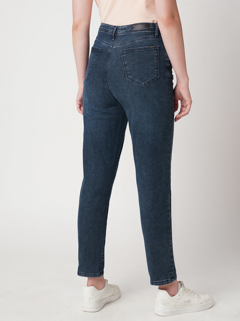 Women Blue K6030 High Rise Slim Straight Fit Jeans