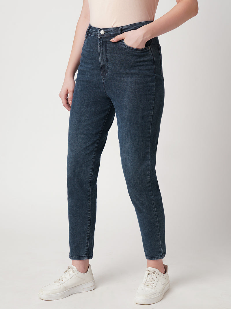 Women Blue K6030 High Rise Slim Straight Fit Jeans