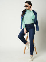 Women Blue K6030 High Rise Slim Straight Fit Jeans