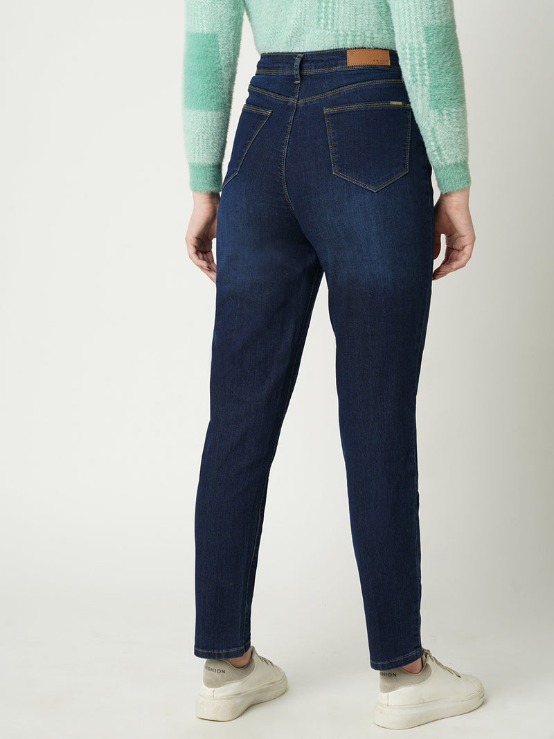 Women Blue K6030 High Rise Slim Straight Fit Jeans