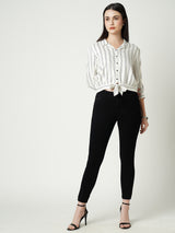Women Black K3051 Mid Rise Skinny Jeans