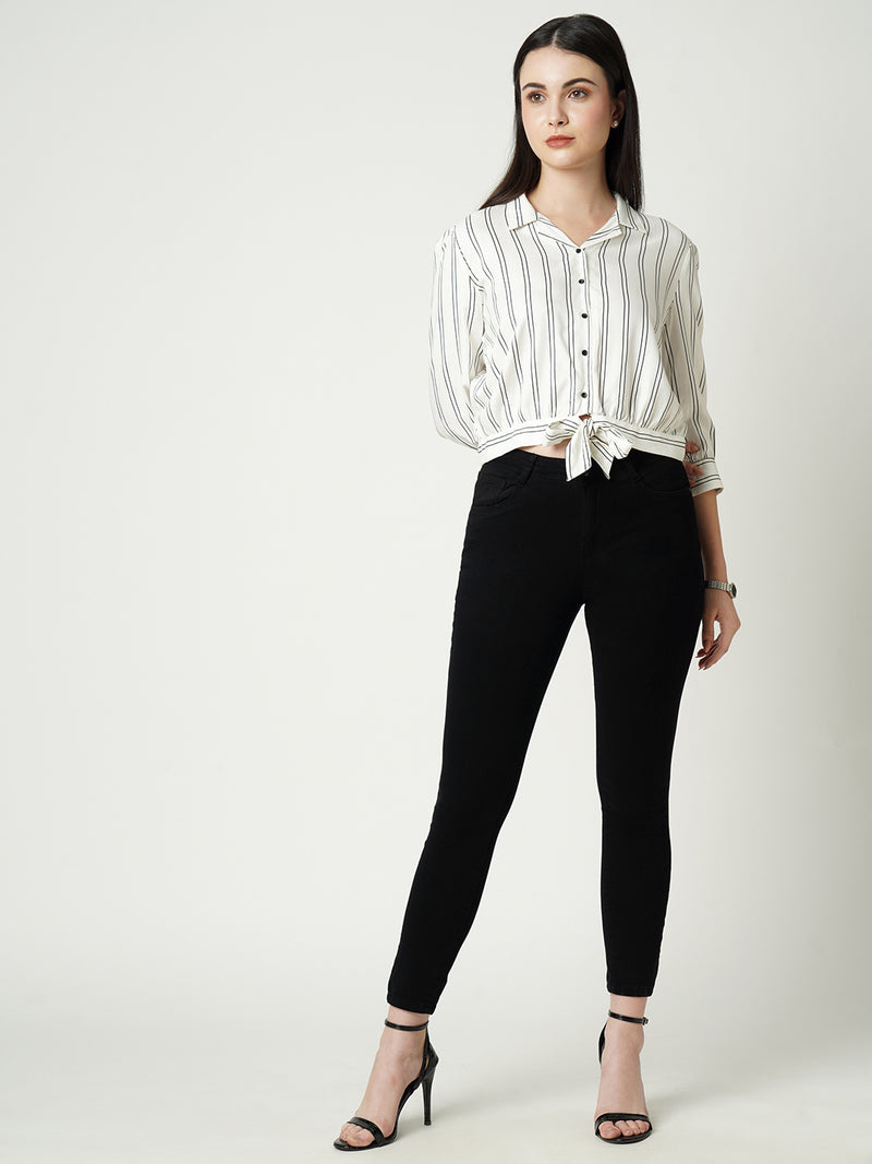 Women Black K3051 Mid Rise Skinny Jeans