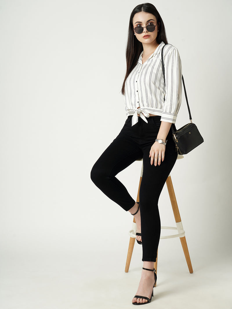 Women Black K3051 Mid Rise Skinny Jeans