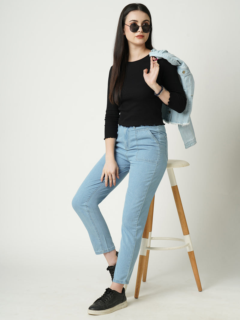 Women Light Blue High Rise Baggy Fit Jeans