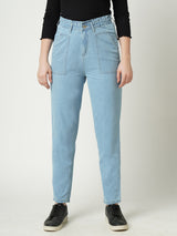 Women Light Blue High Rise Baggy Fit Jeans