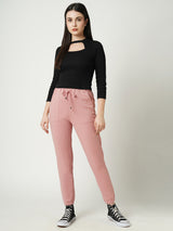 Women Blush Pink High Rise Skinny Fit Athleisure