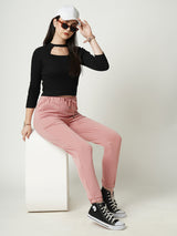 Women Blush Pink High Rise Skinny Fit Athleisure