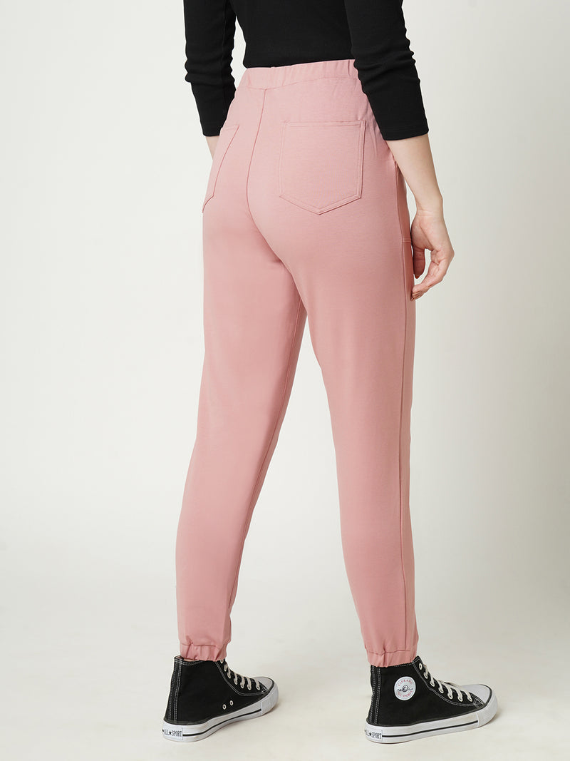 Women Blush Pink High Rise Skinny Fit Athleisure
