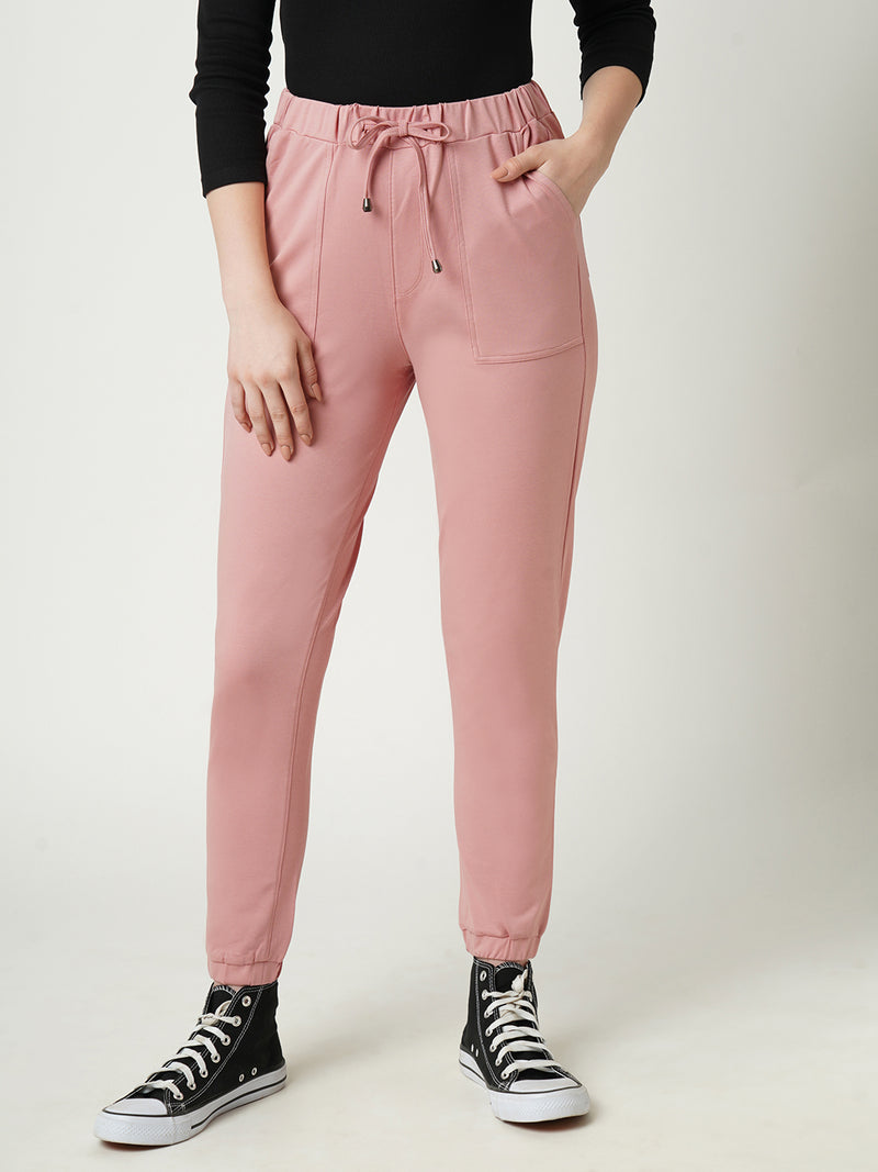 Women Blush Pink High Rise Skinny Fit Athleisure