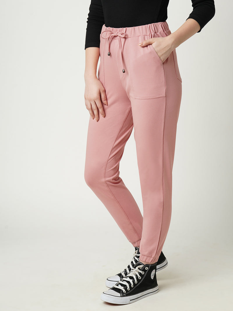Women Blush Pink High Rise Skinny Fit Athleisure