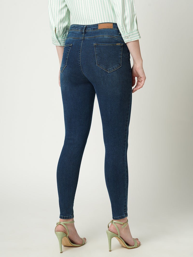 Women Blue K4068 Mid Rise Push Up Super Skinny Jeans