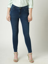 Women Blue K4068 Mid Rise Push Up Super Skinny Jeans