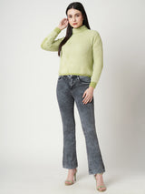 Women Grey K5013 High Rise Flare Jeans