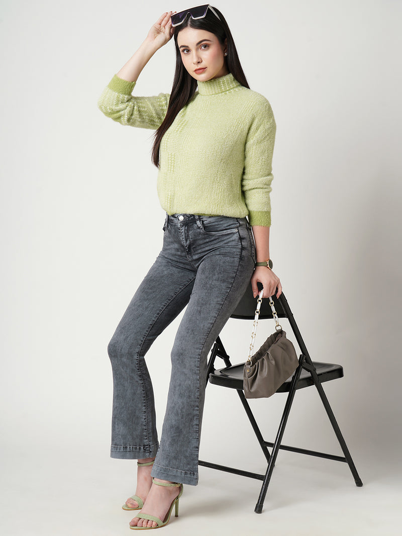 Women Grey K5013 High Rise Flare Jeans