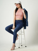 Women Blue K3051 Mid Rise Skinny Jeans