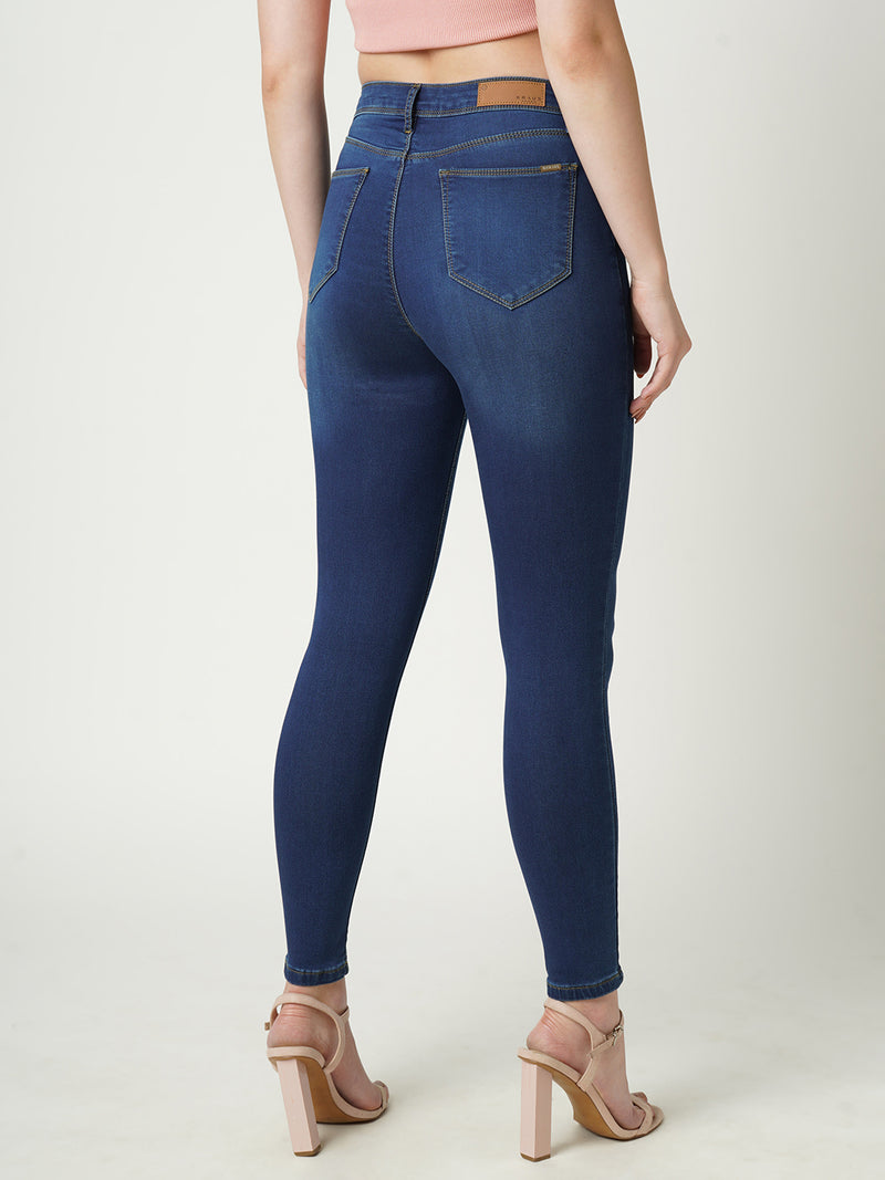 Women Blue K3051 Mid Rise Skinny Jeans