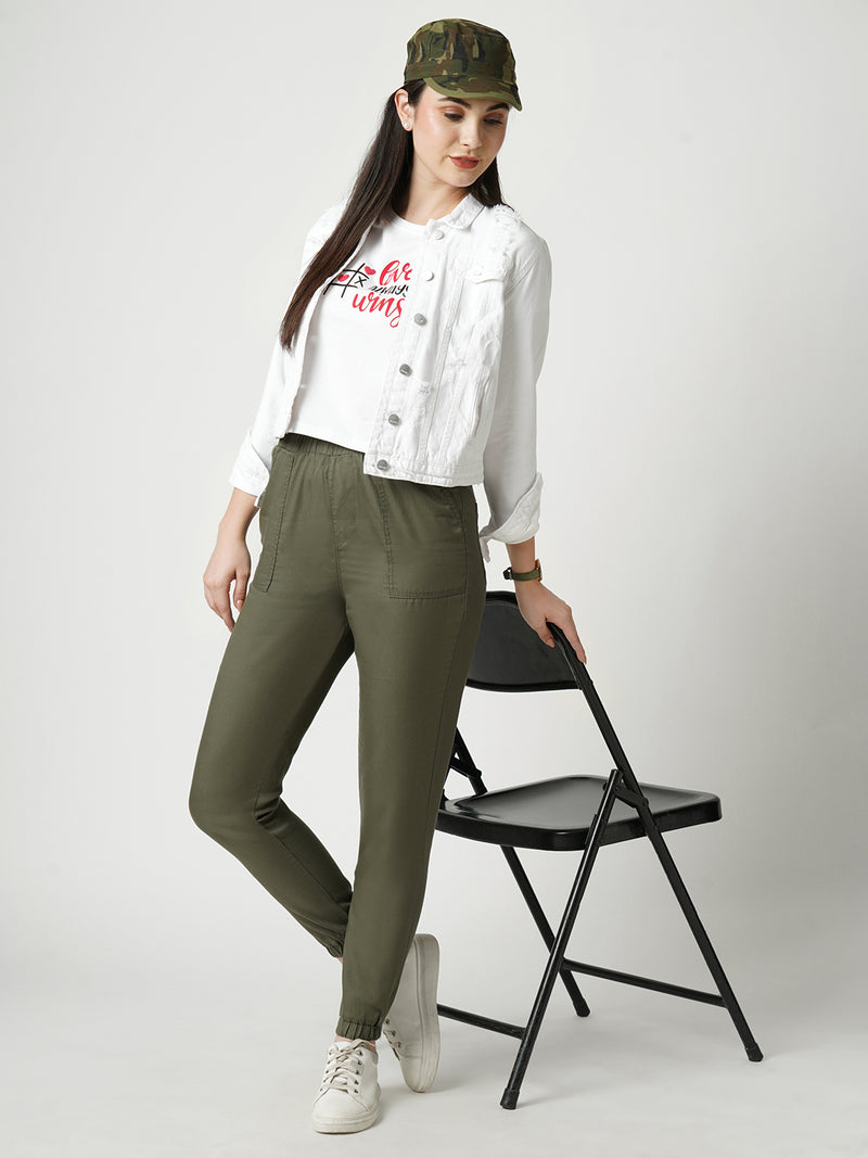 Women Olive High Rise Jogger