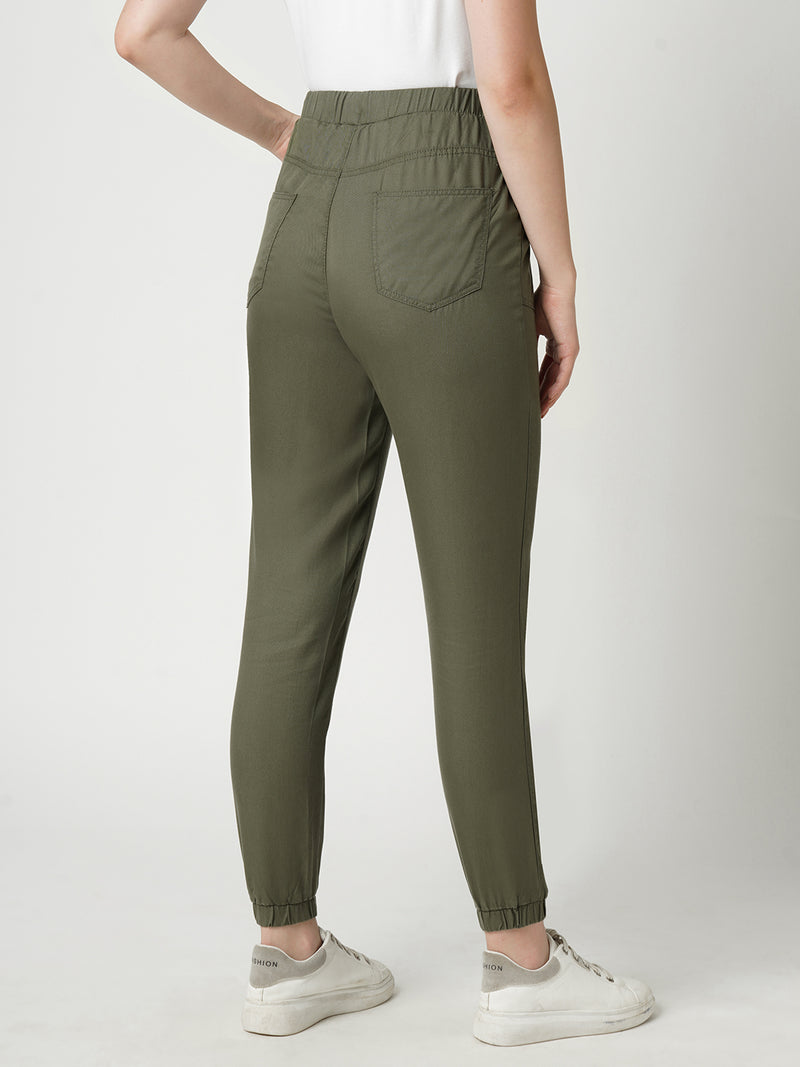 Women Olive High Rise Jogger