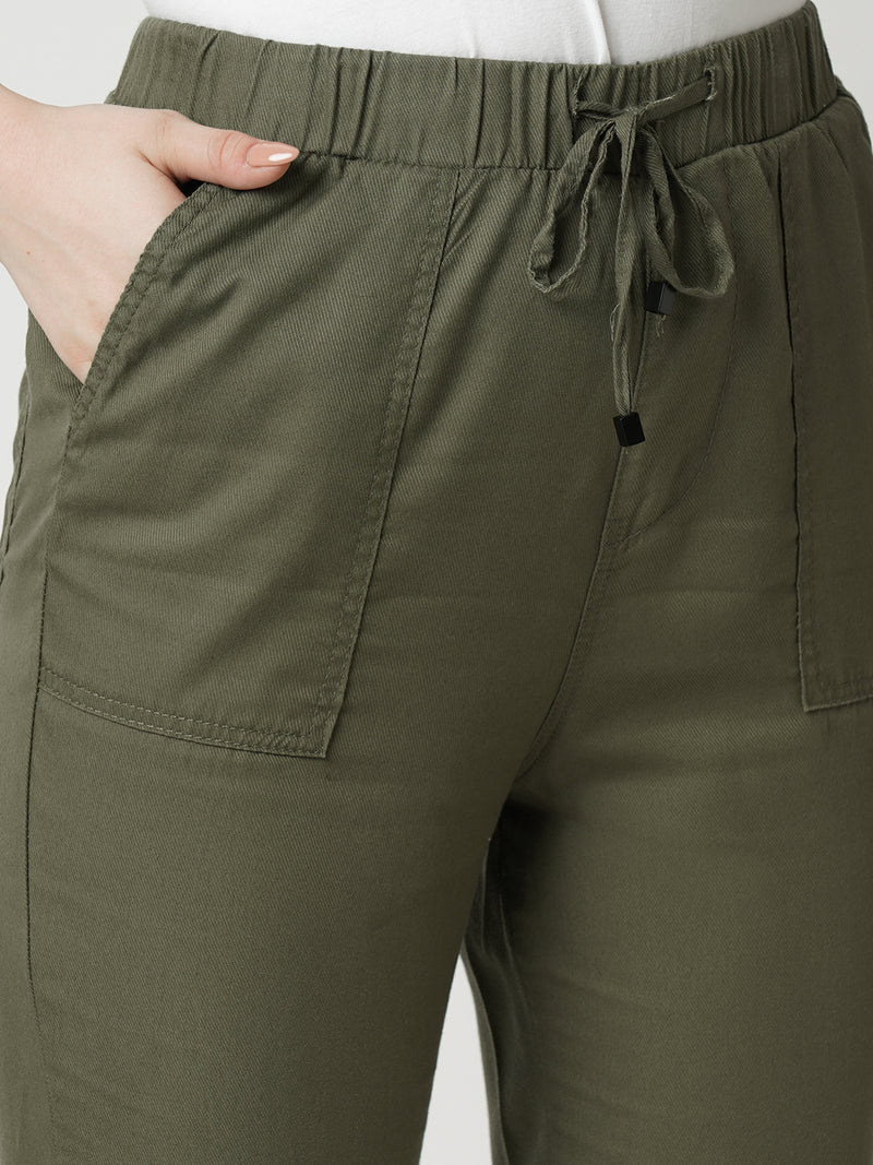 Women Olive High Rise Jogger