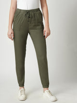 Women Olive High Rise Jogger