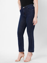 Women Navy Blue K5094 High Rise Mini Flare Jeans