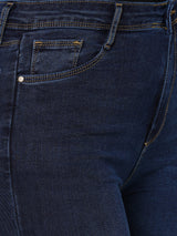 Women Navy Blue K5094 High Rise Mini Flare Jeans