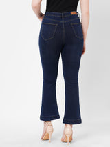 Women Navy Blue K5094 High Rise Mini Flare Jeans