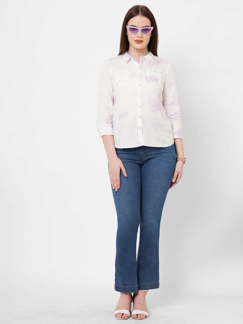 Women Blue K5013 High Rise Flare Jeans