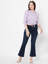 Women Navy Blue K5094 High Rise Mini Flare Jeans