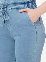 Women Light Blue High Rise Denim Jogger